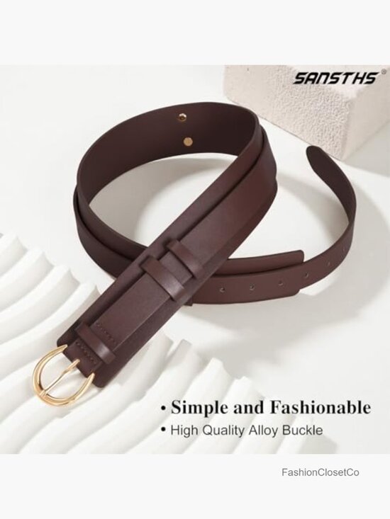 2-in-1 Women Wide PU Leather Belt with Fashion Buckle main image 4